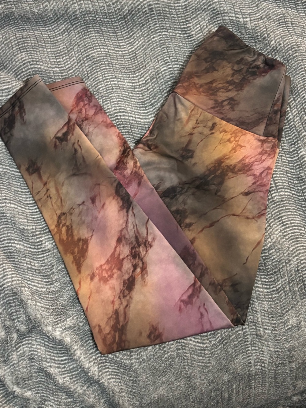 Onzie Marble Tie-Dye Leggings in Pink, Purple, Brown and Yellow